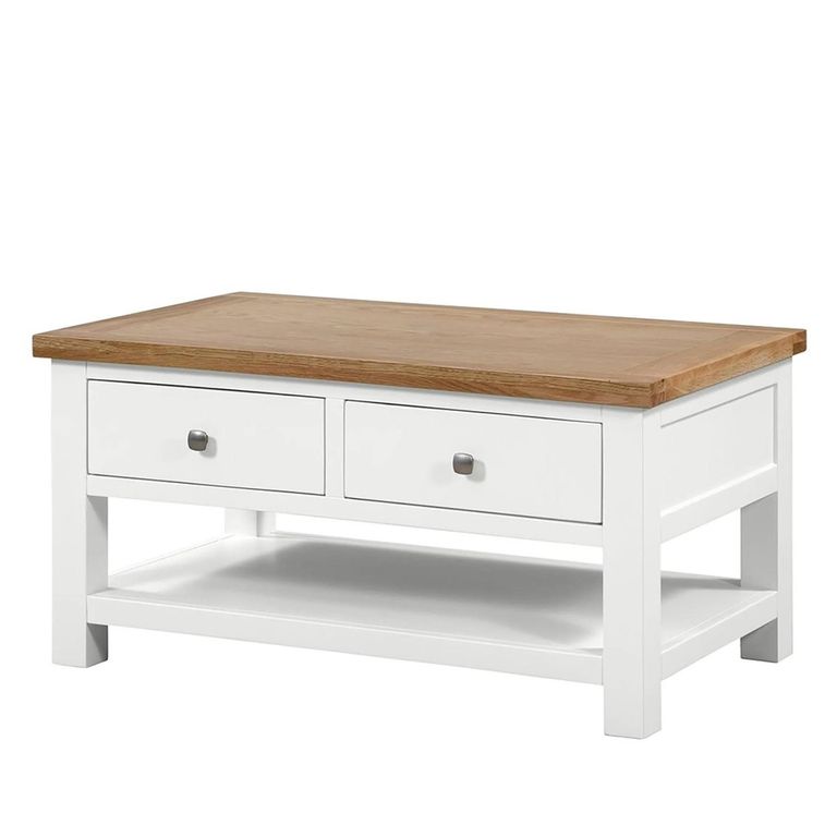 Lundy Coffee Table - 2 Drawer - White Painted