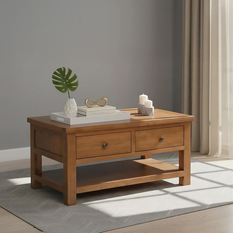 Original Coffee Table - 2 Drawer - Rustic Oak