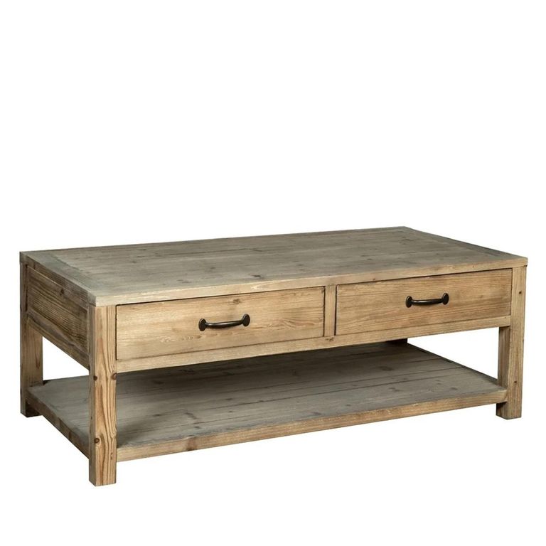Langley Coffee Table - 2 Drawer - Reclaimed Pine