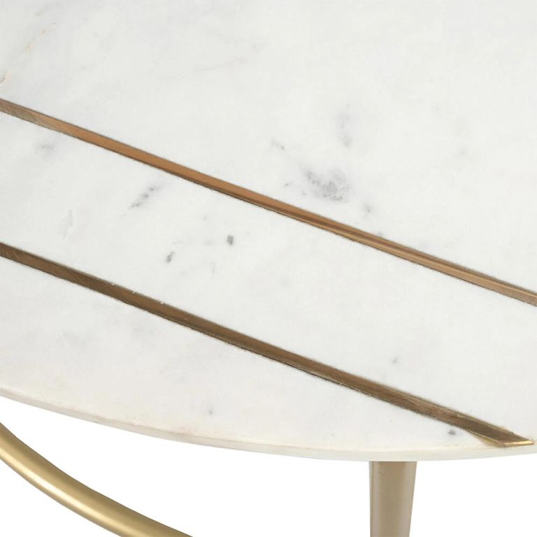 Buxton Coffee Table - Round - White Marble and Gold