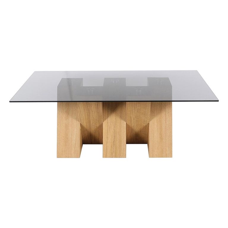 Newton Coffee Table - Smoked Glass and Oak
