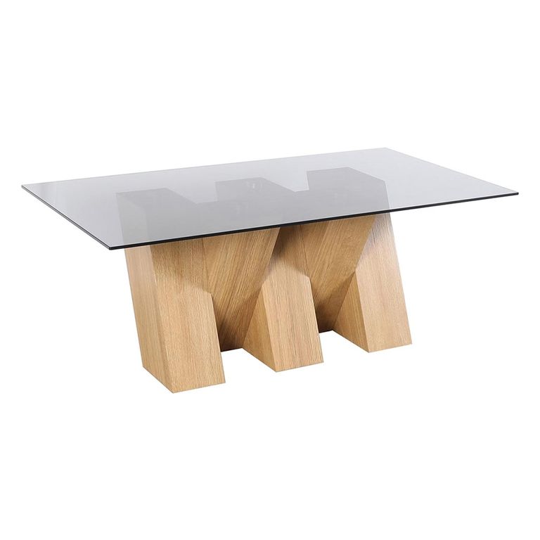 Newton Coffee Table - Smoked Glass and Oak
