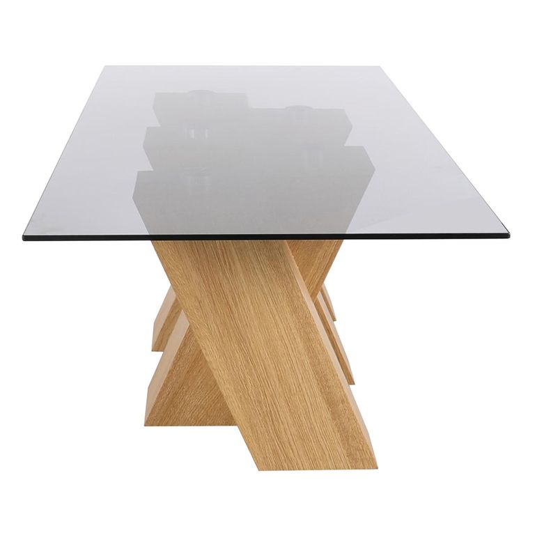 Newton Coffee Table - Smoked Glass and Oak