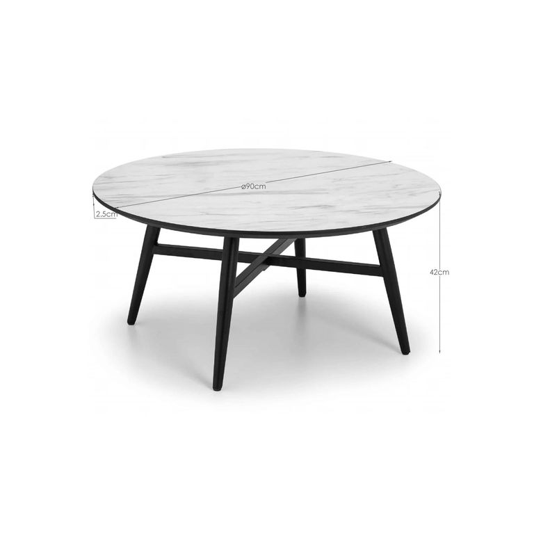 Firenze Coffee Table - 90cm - Round - White Marble Effect