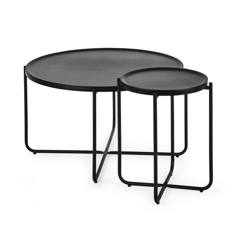 Sagrada Coffee Table Set - Round - Black Metal
