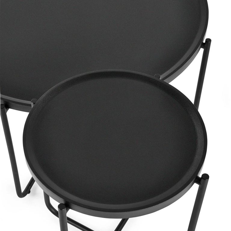 Sagrada Coffee Table Set - Round - Black Metal