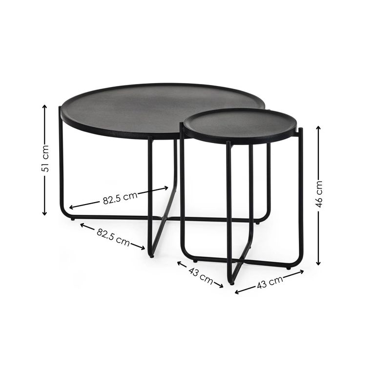 Sagrada Coffee Table Set - Round - Black Metal