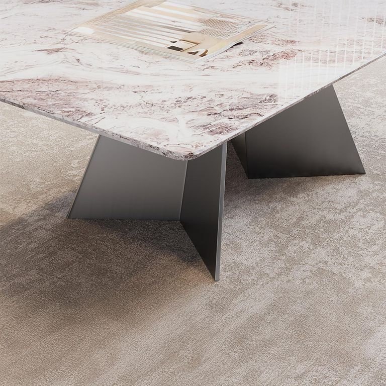Taurus Beige Marble Coffee Table with Dark Grey Base