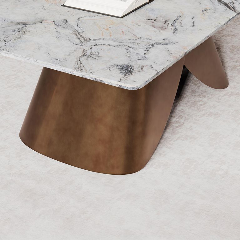 Enterprise Grey Marble Coffee Table with Brass Base