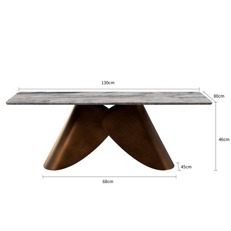 Enterprise Grey Marble Coffee Table with Brass Base
