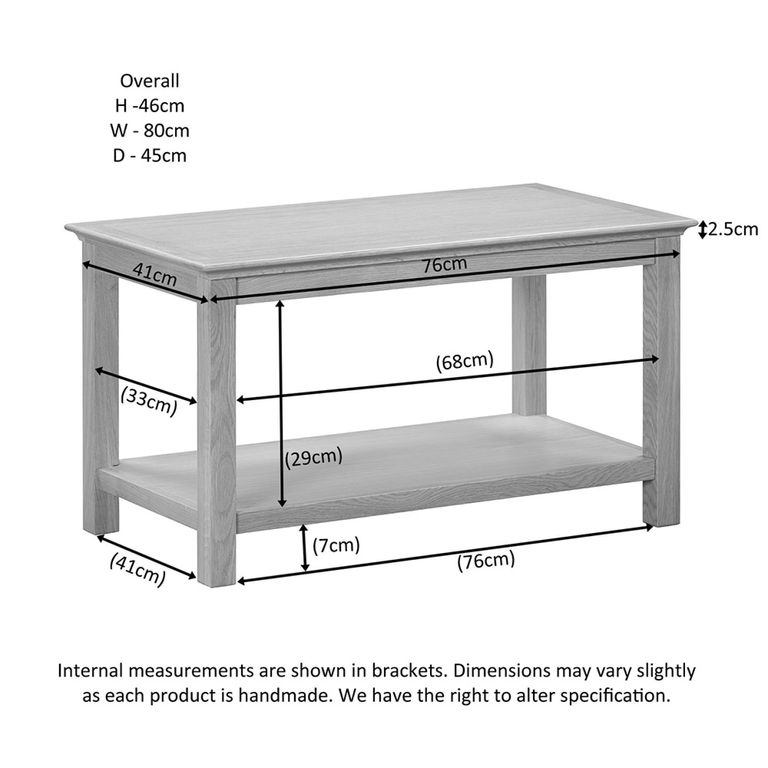 Arlington Coffee Table - 80cm - Oak