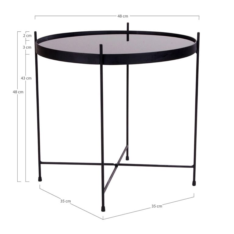 Venezia Coffee Table - Round - Black - Glass and Metal