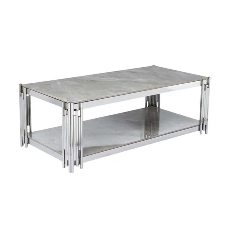 Belini Coffee Table  Grey Sintered Stone and Chrome