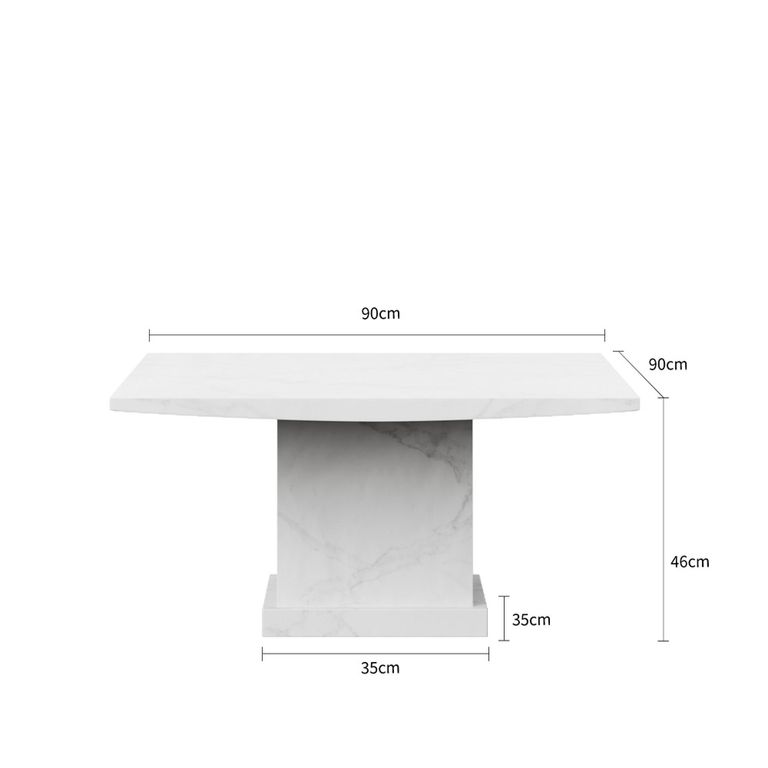 Turin Coffee Table - Square - White Marble