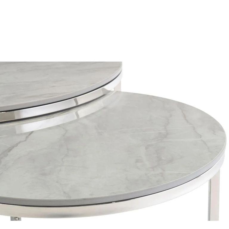 Clearance - Hanson Coffee Table - Set of 2 - Round - Sintered Stone and Chrome - A452
