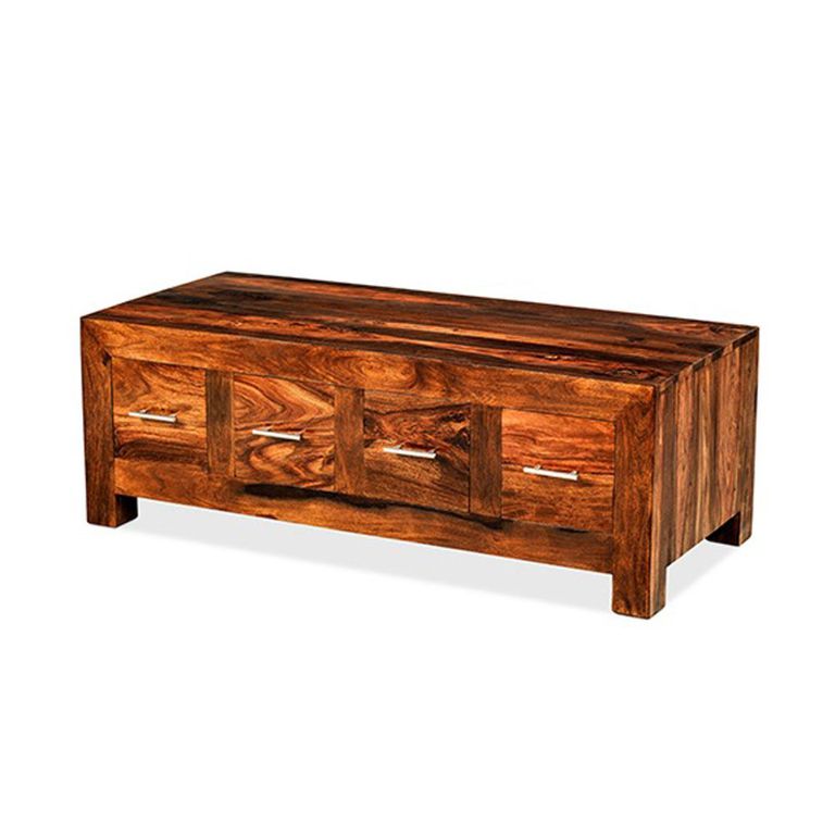Cube Sheesham 8 Drawer Coffee Table