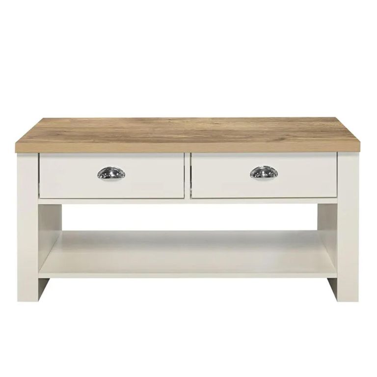 Clearance - Highgate Coffee Table - 2 Drawer - Cream Painted - FSS16583