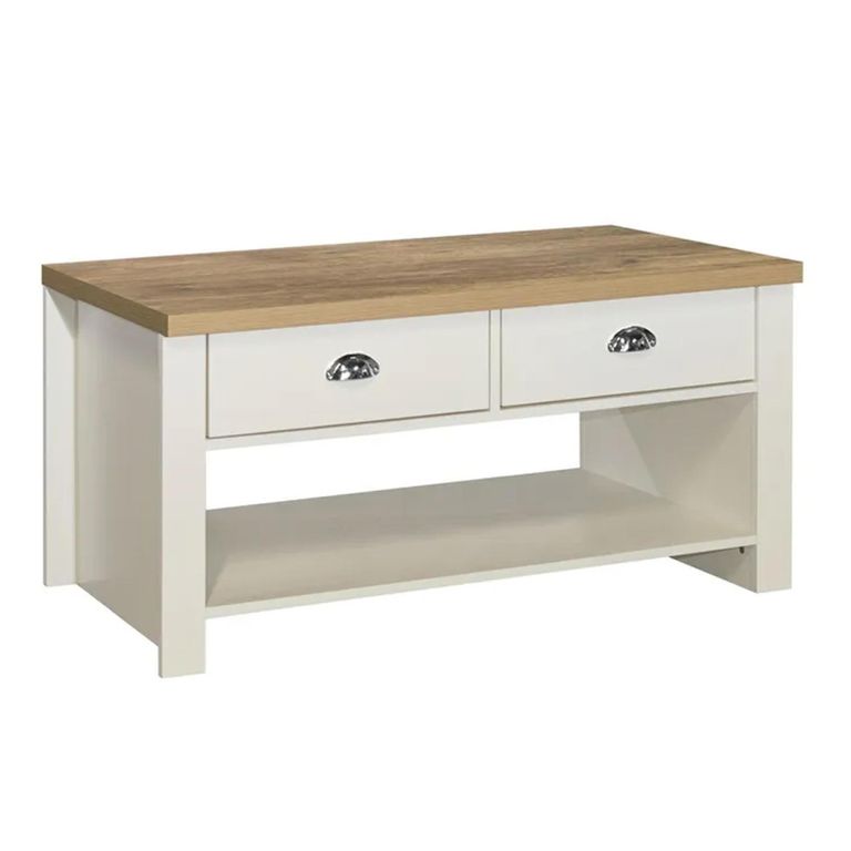 Clearance - Highgate Coffee Table - 2 Drawer - Cream Painted - FSS16583