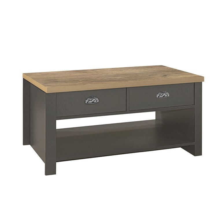 Highgate Coffee Table - 2 Drawer - Dark Grey Painted