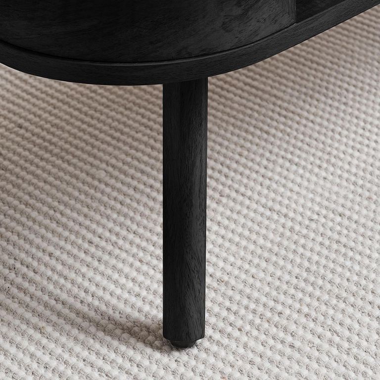 Noah Coffee Table - 110cm - Black and Rattan