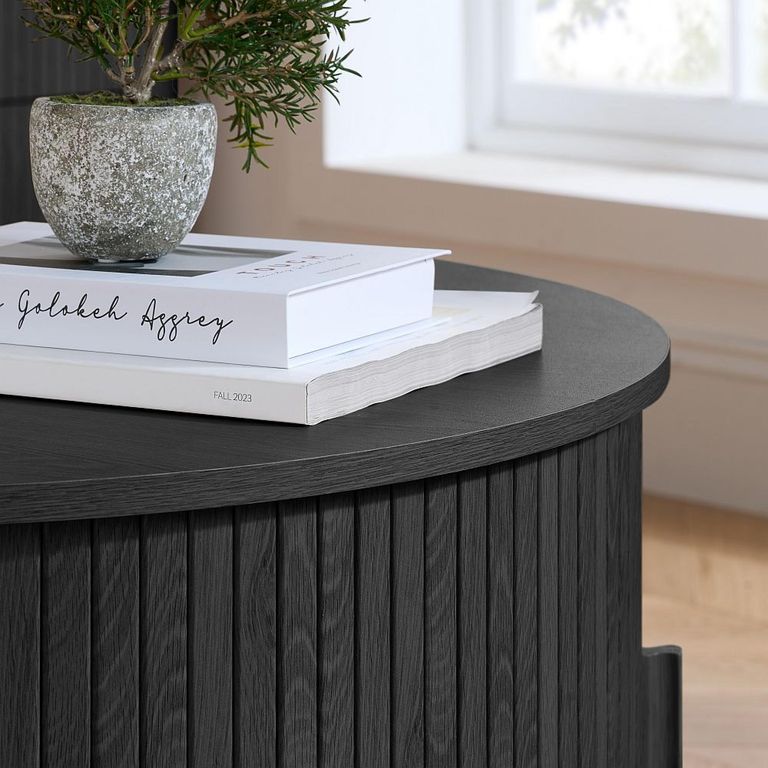 Axel Coffee Table - Round - 2 Door - Black Fluted