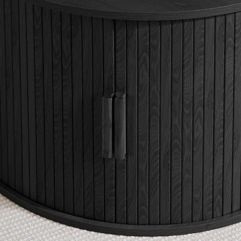 Axel Coffee Table - Round - 2 Door - Black Fluted