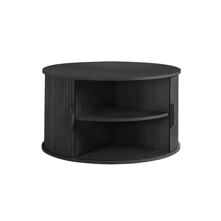 Axel Coffee Table - Round - 2 Door - Black Fluted