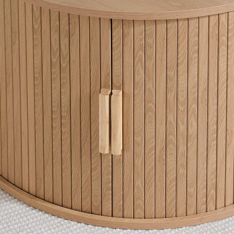Axel Coffee Table - Round - 2 Door - Oak Fluted