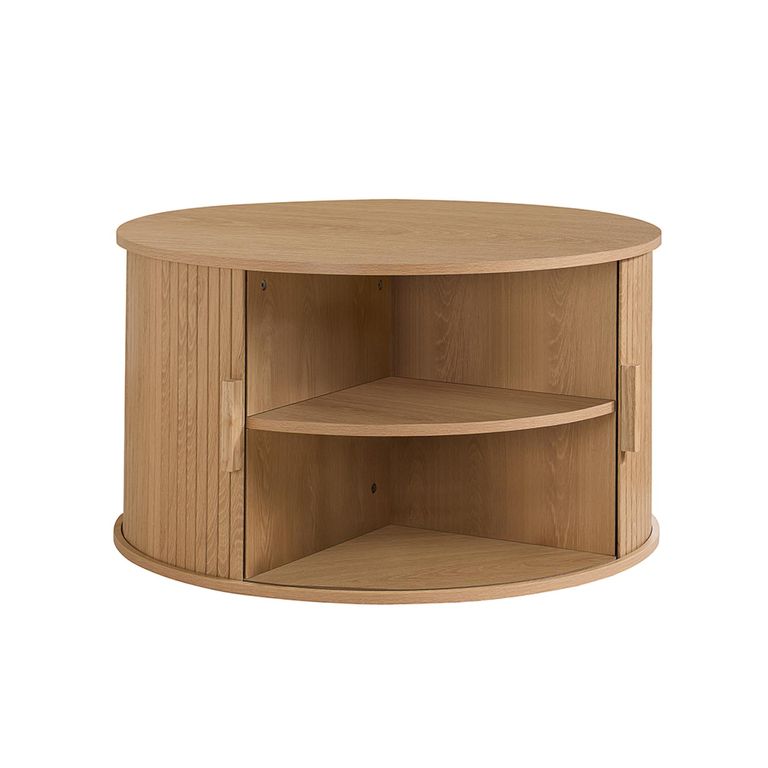 Axel Coffee Table - Round - 2 Door - Oak Fluted
