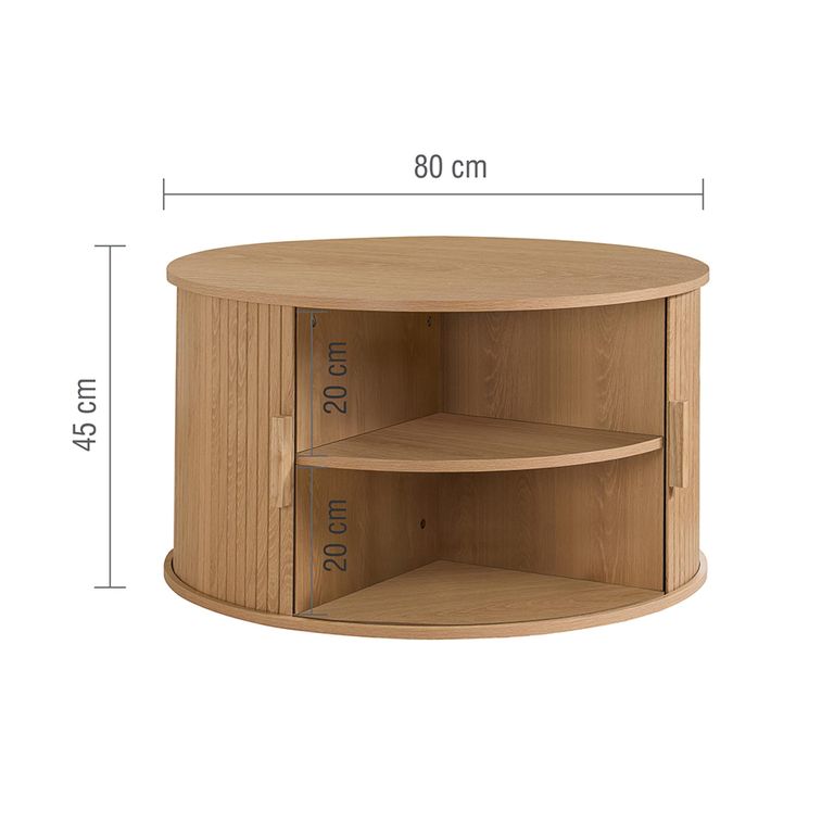 Axel Coffee Table - Round - 2 Door - Oak Fluted