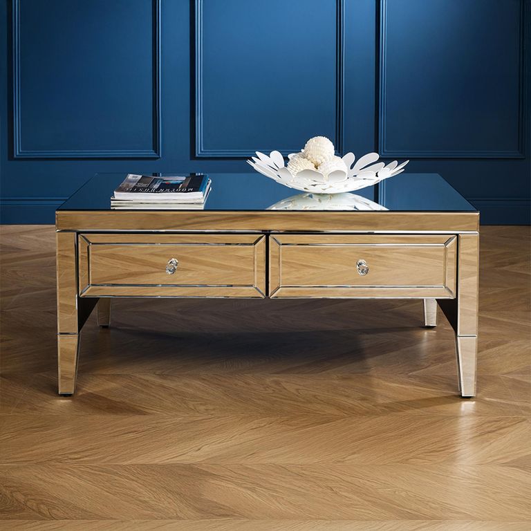 Valencia Coffee Table - 2 Drawer - Mirrored