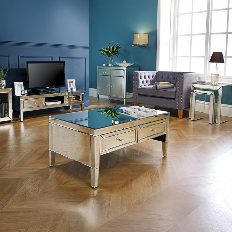 Valencia Coffee Table - 2 Drawer - Mirrored