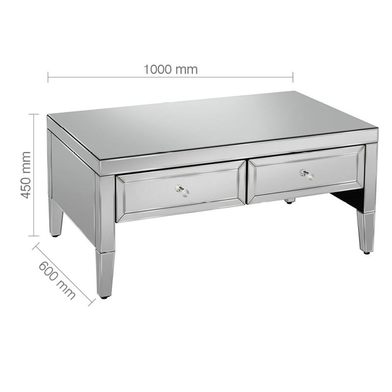 Valencia Coffee Table - 2 Drawer - Mirrored