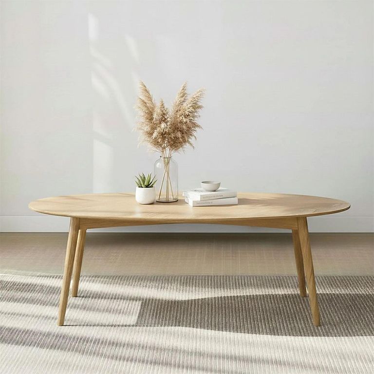 Clearance - Valencia Herringbone Oval Elip Coffee Table - Oak - FSS16976