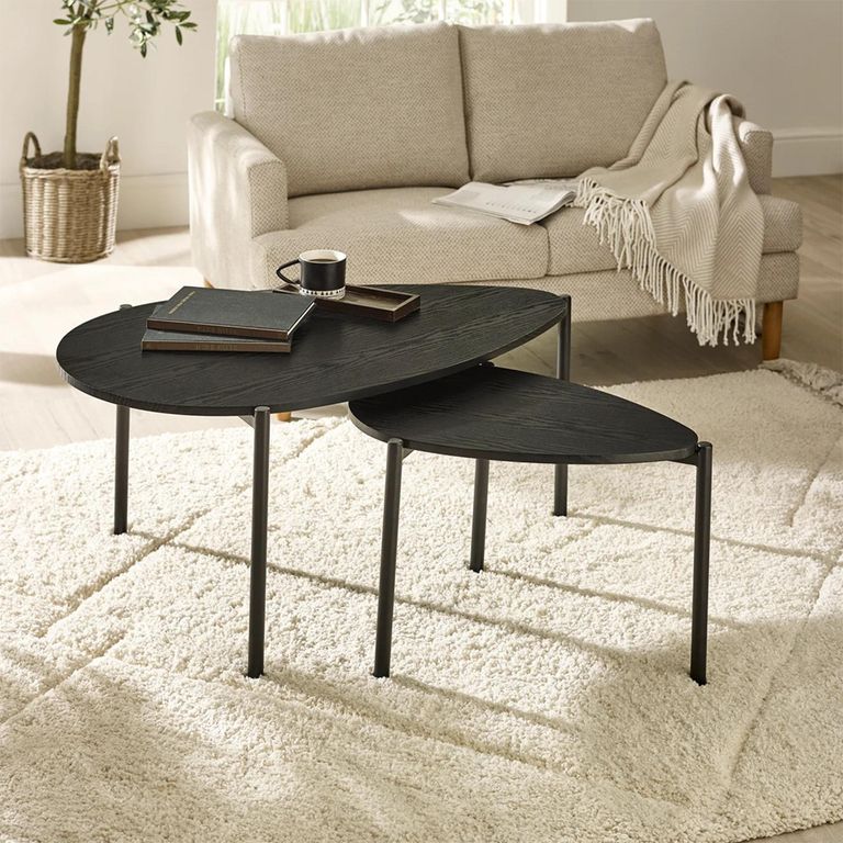 Lorette Nest of 2 Coffee Tables - Teardrop - Black