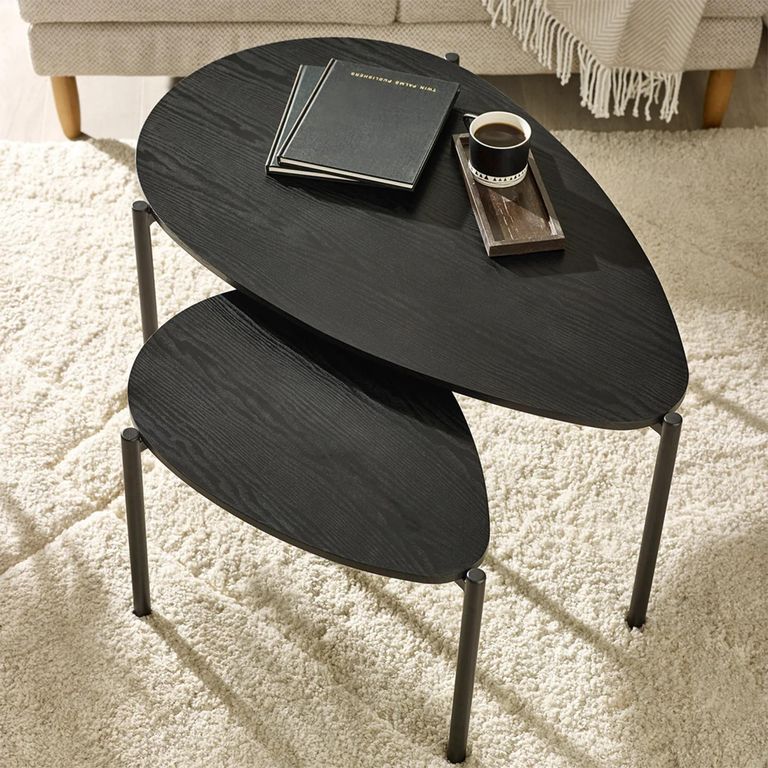Lorette Nest of 2 Coffee Tables - Teardrop - Black