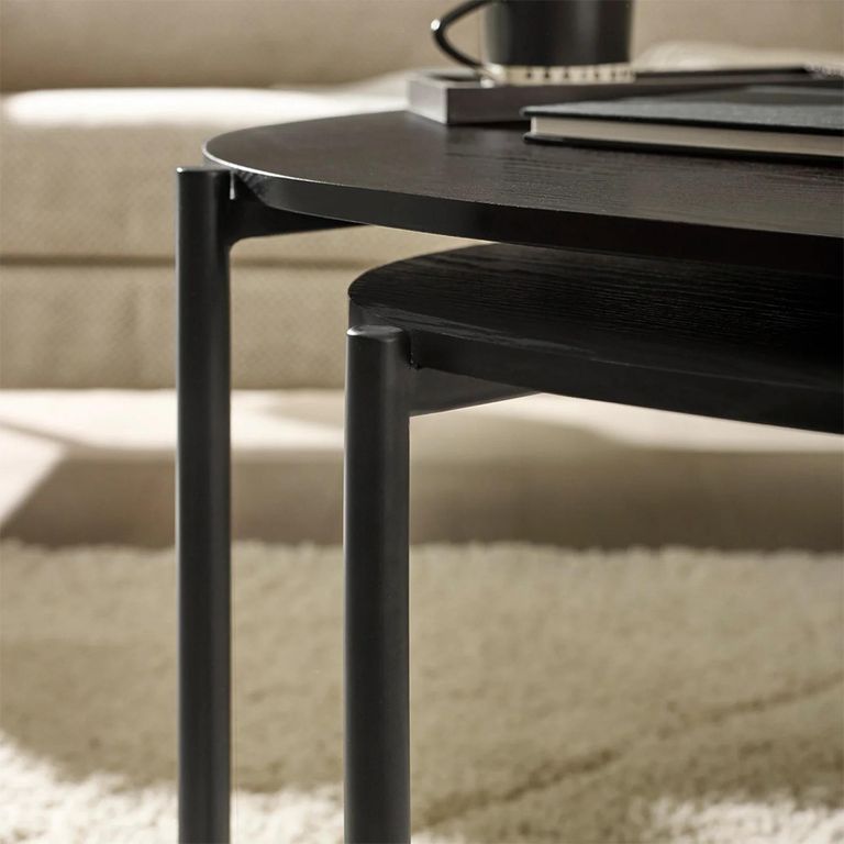 Lorette Nest of 2 Coffee Tables - Teardrop - Black