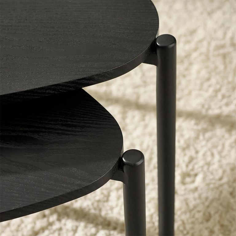 Lorette Nest of 2 Coffee Tables - Teardrop - Black