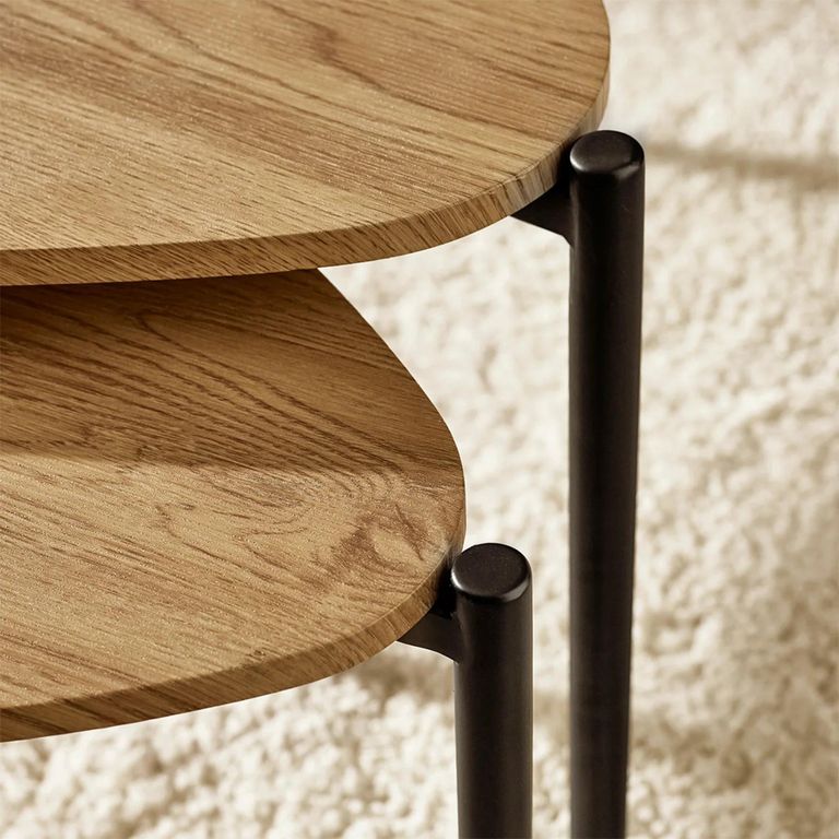 Lorette Nest of 2 Coffee Tables - Teardrop - Oak