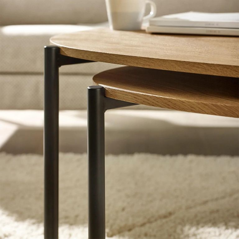 Lorette Nest of 2 Coffee Tables - Teardrop - Oak