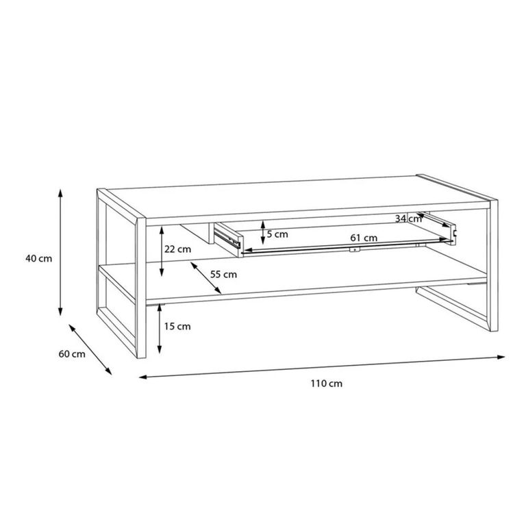 High Rock Coffee Table - 1 Drawer - Oak