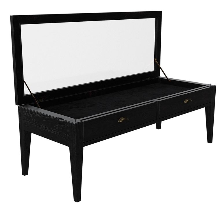 Elmhurst Coffee Table - 1 Door 2 Drawer - Black and Glass