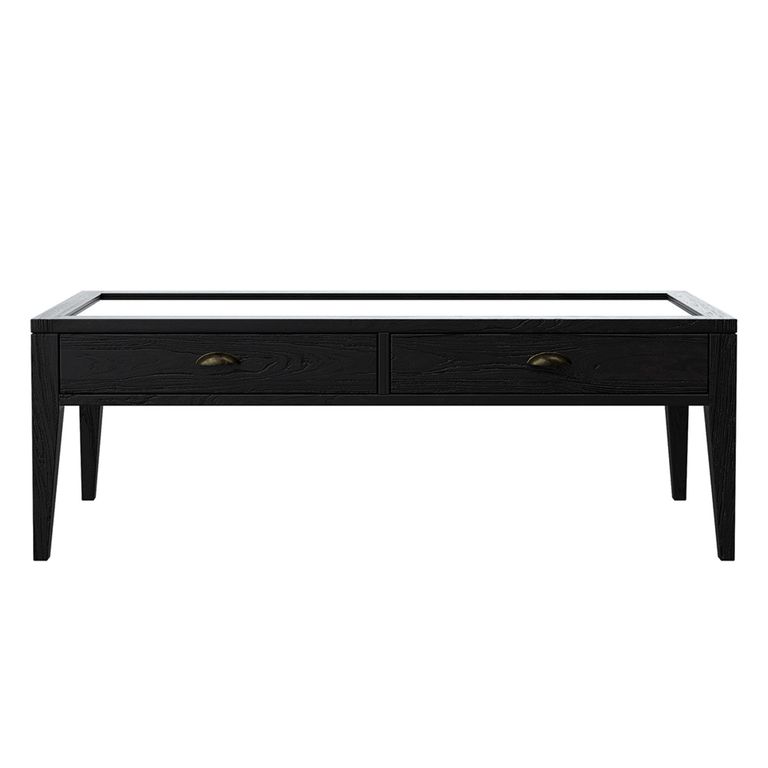 Elmhurst Coffee Table - 1 Door 2 Drawer - Black and Glass