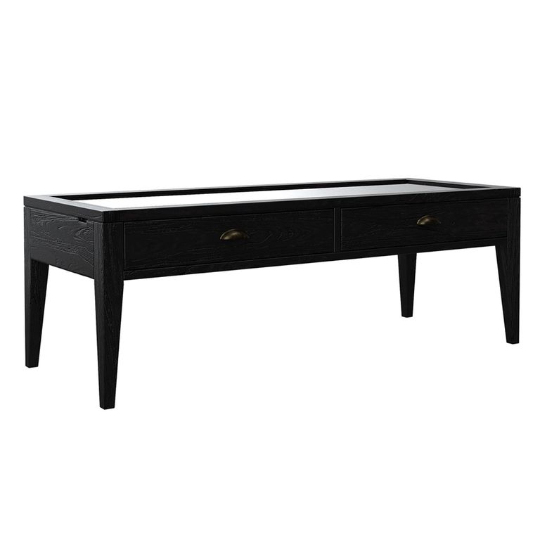 Elmhurst Coffee Table - 1 Door 2 Drawer - Black and Glass