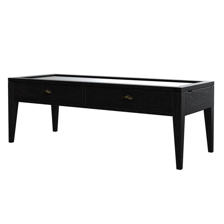 Elmhurst Coffee Table - 1 Door 2 Drawer - Black and Glass