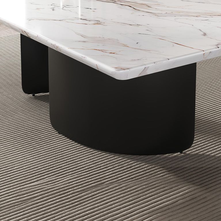 Lorea Coffee Table - White Marble - Black Base