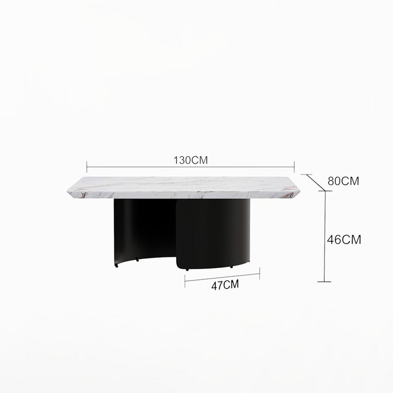 Lorea Coffee Table - White Marble - Black Base