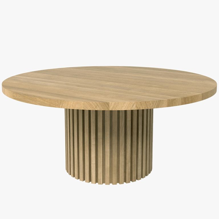 Timo Coffee Table - Round - with Slatted Base - Lacquered Ash - Variation Available