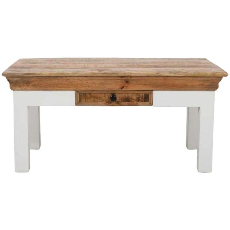 Alfie Coffee Table - Storage - White - Mango Wood