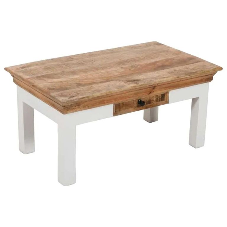 Alfie Coffee Table - Storage - White - Mango Wood